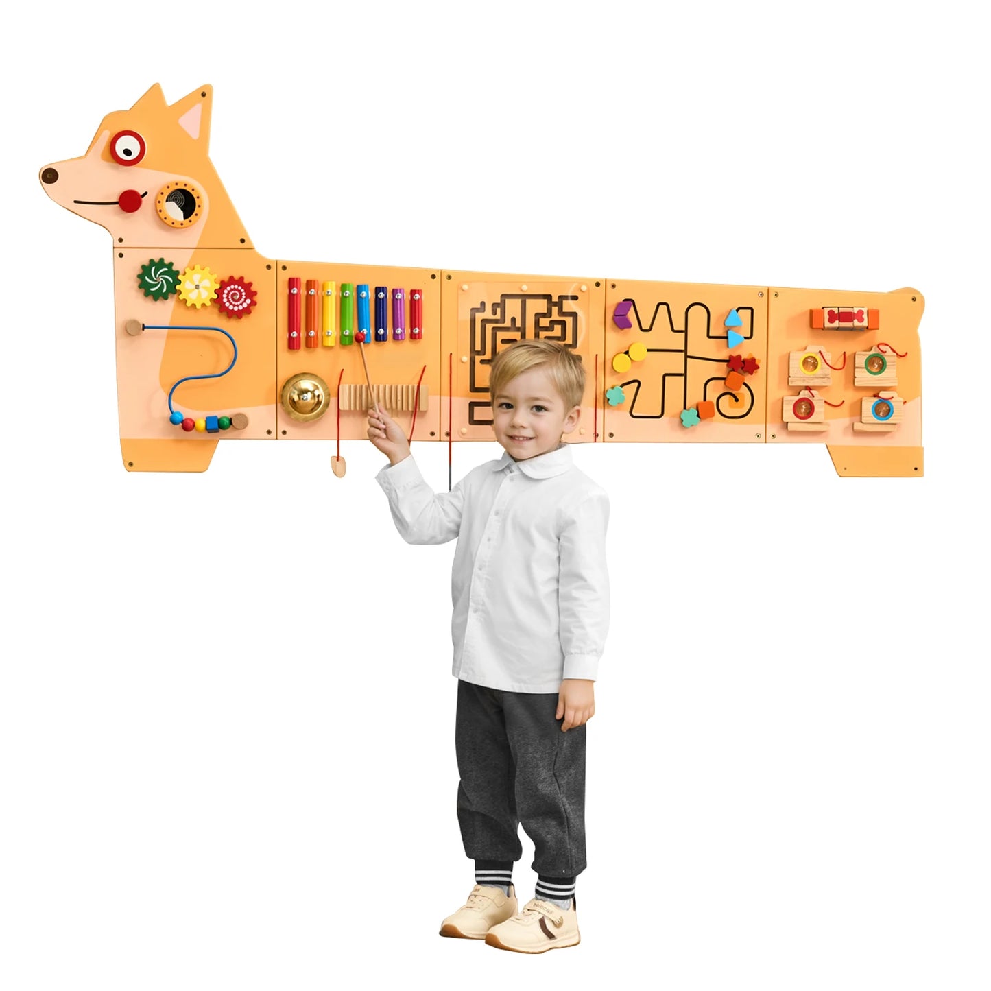SucceBuy Puppy Kids Wall Busy Panels 12 Activities Montessori Board