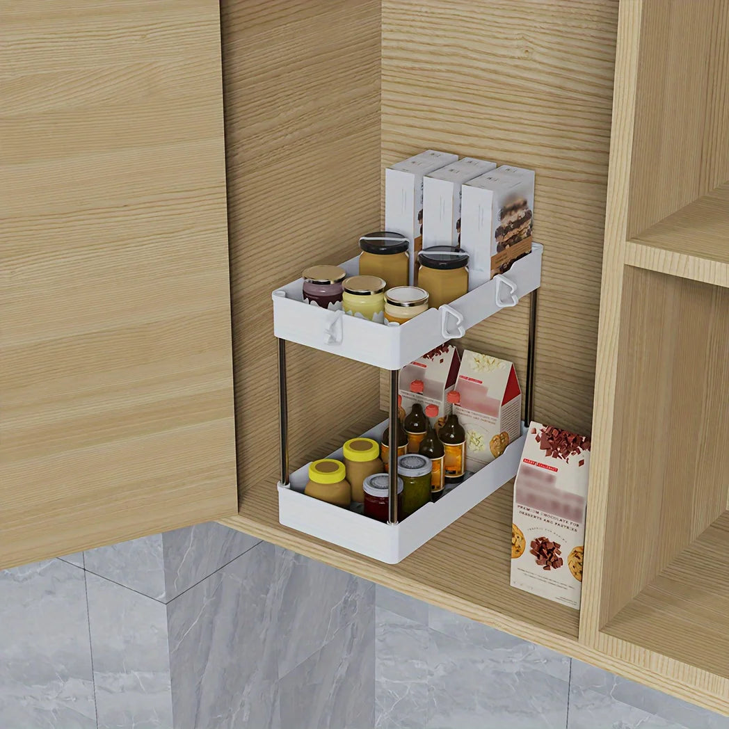 Under Bathroom Sink Organizer Set For Kitchen And Bathroom Storage