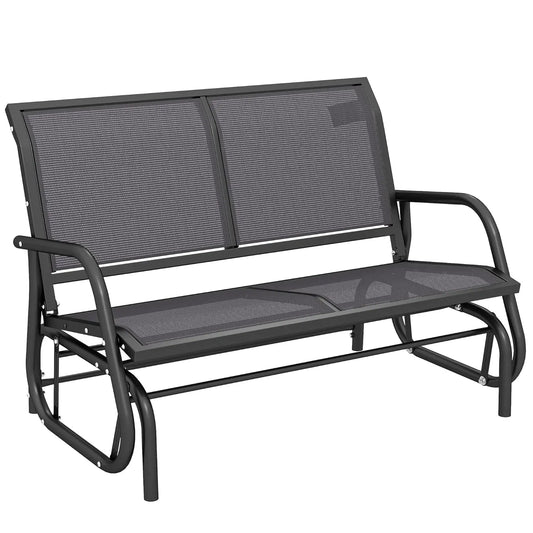 2 Person Outdoor Glider Bench With Powder Coated Steel Frame For Patio
