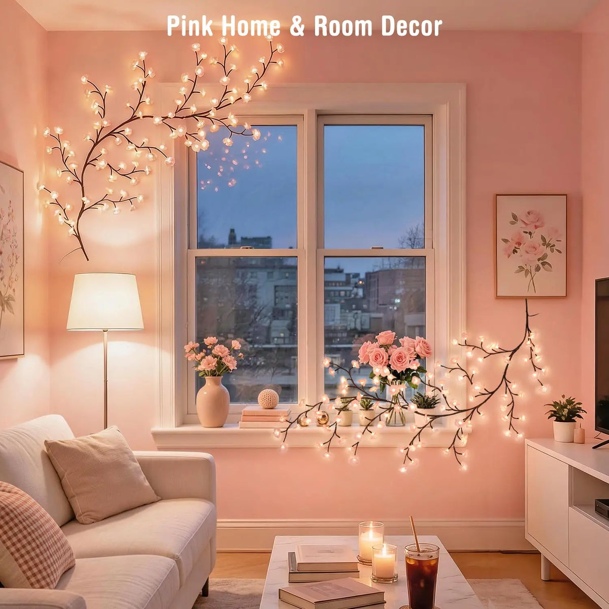 Cherry Blossom Vine LED Lights With Remote For Room Decor