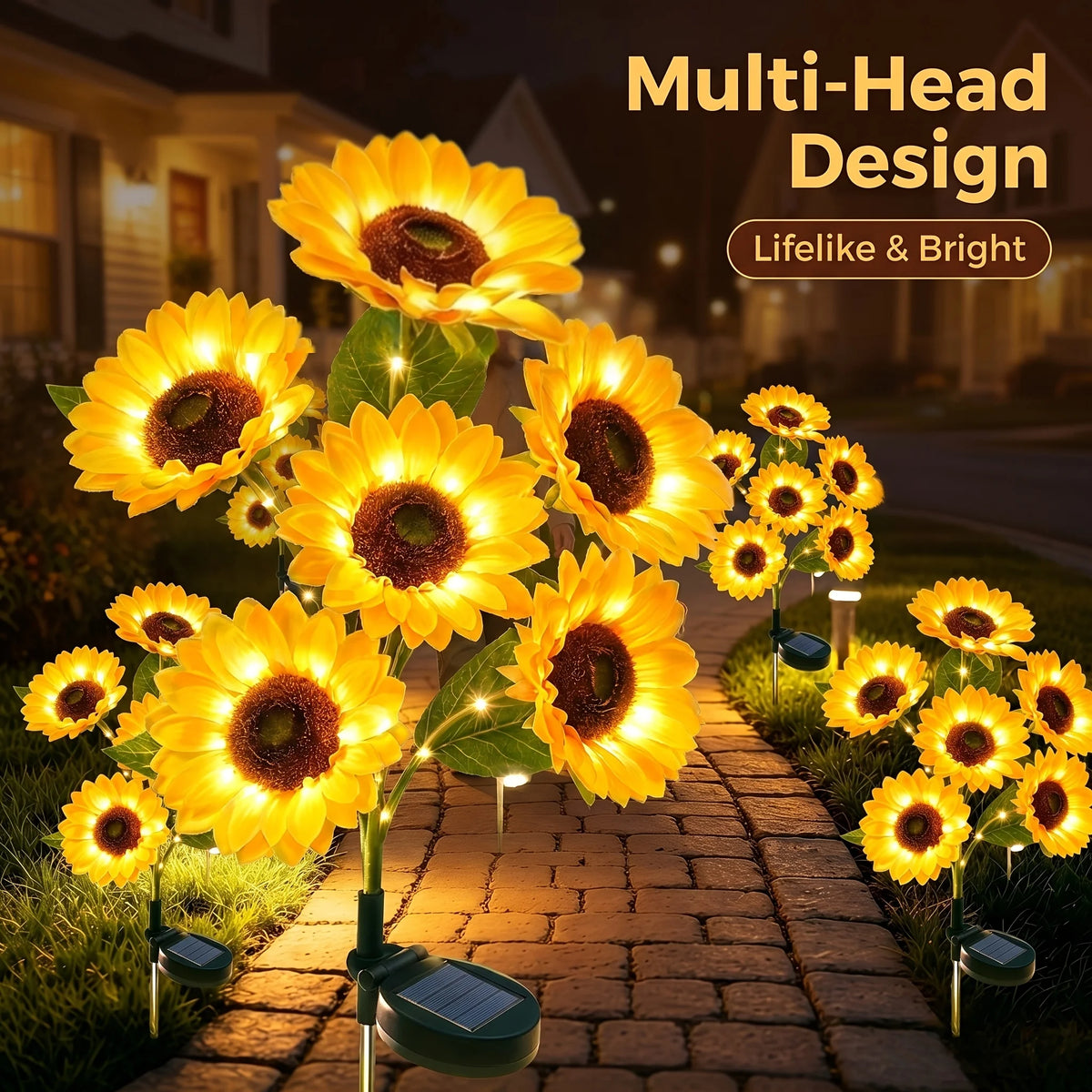 Solar Sunflower Stake Lights Outdoor Garden Pathway Decoration