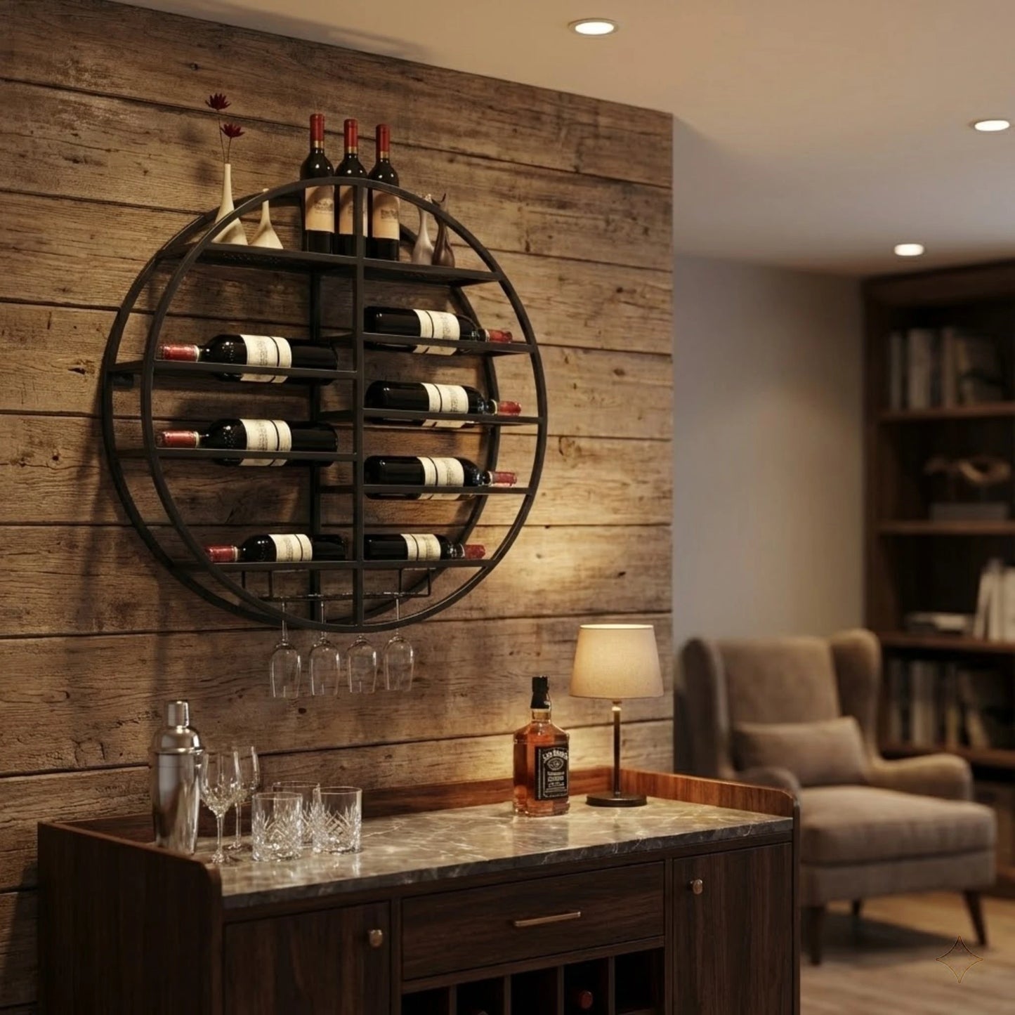 Bymaocar Steel Wall Mounted 7 Bottle Wine Rack Organizer