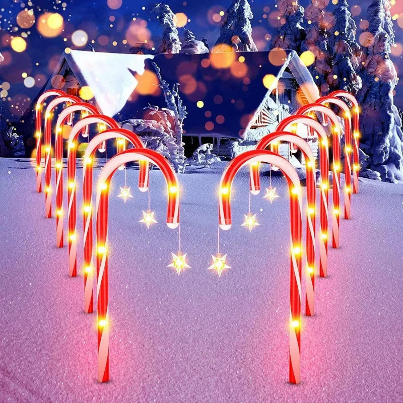 Solar Powered Garden Cane Lights Waterproof Outdoor Decorative Figure Lights