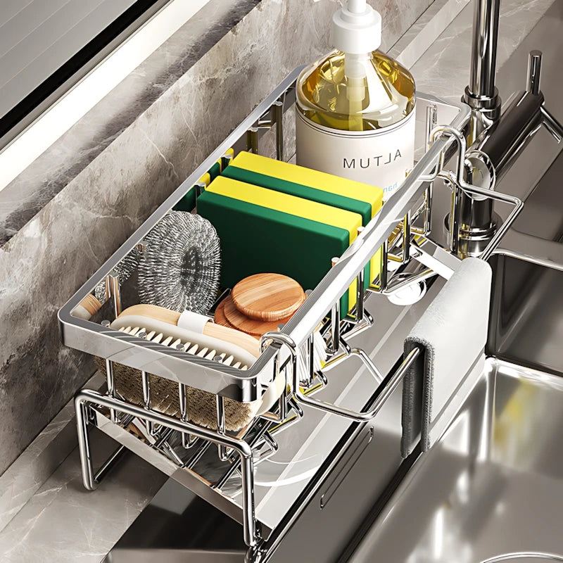 Stainless Steel Dish Rack Extendable Drainers With Cutlery Holder