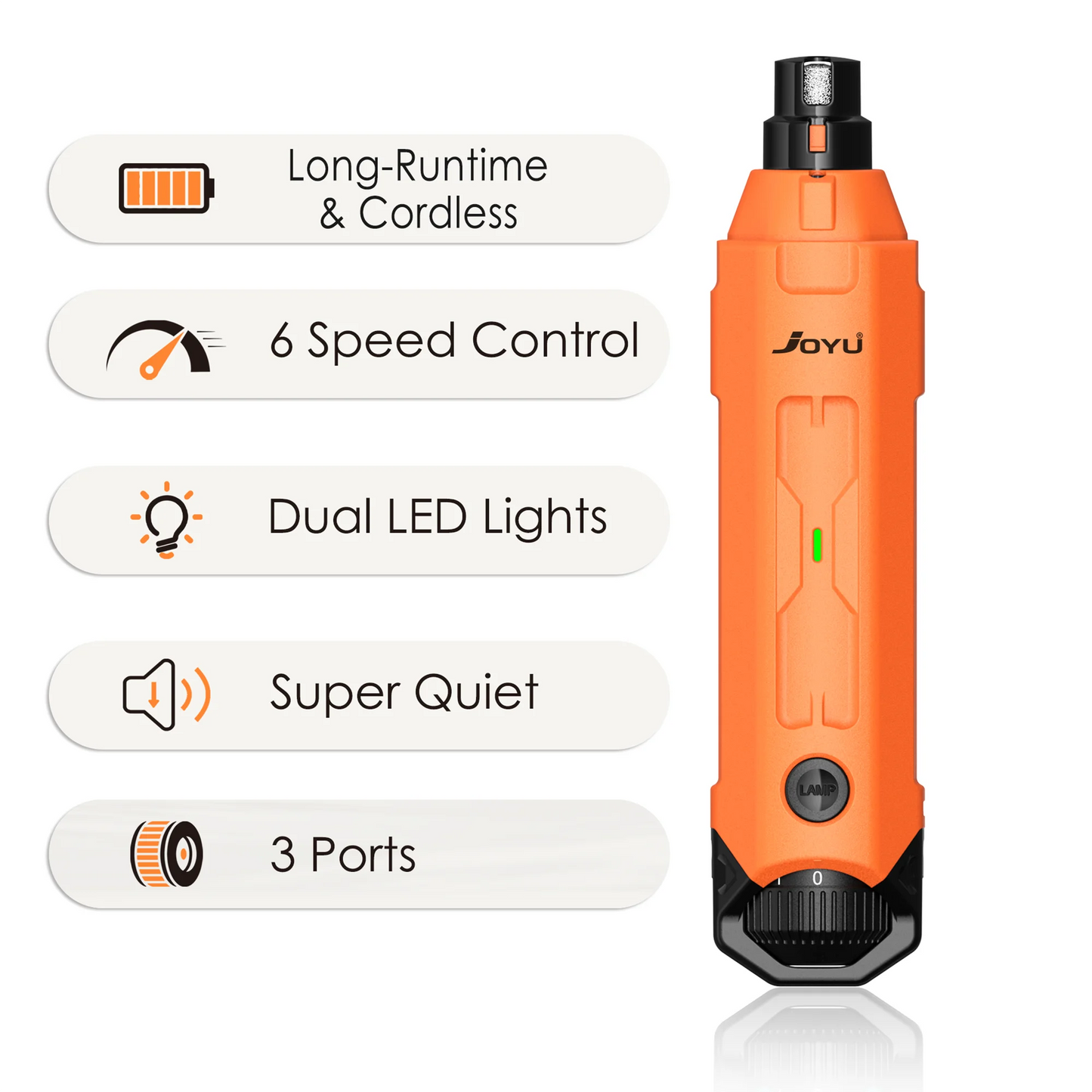 JOYU 6 Speed Dog Nail Grinder Quiet Rechargeable Trimmer