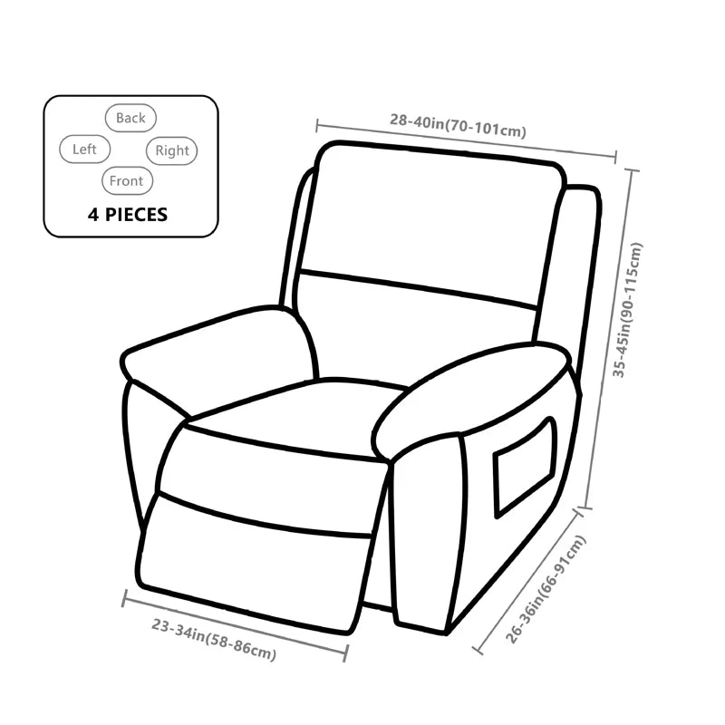 All-Inclusive Recliner Slipcover With Pockets 4-Piece