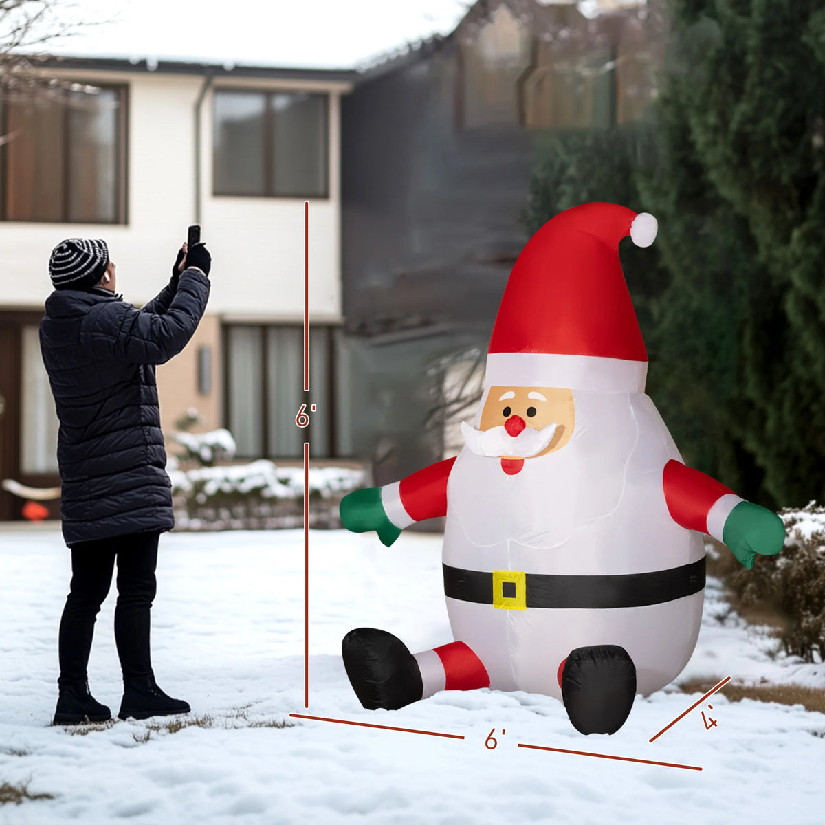 Outsunny Inflatable Christmas Santa Claus With Rotating Magic Ball Light