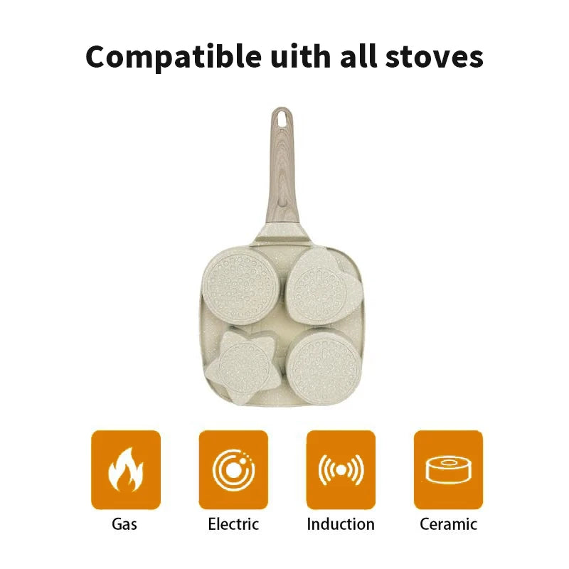 Thick Nonstick Four Hole Omelette Pan For Egg Breakfast