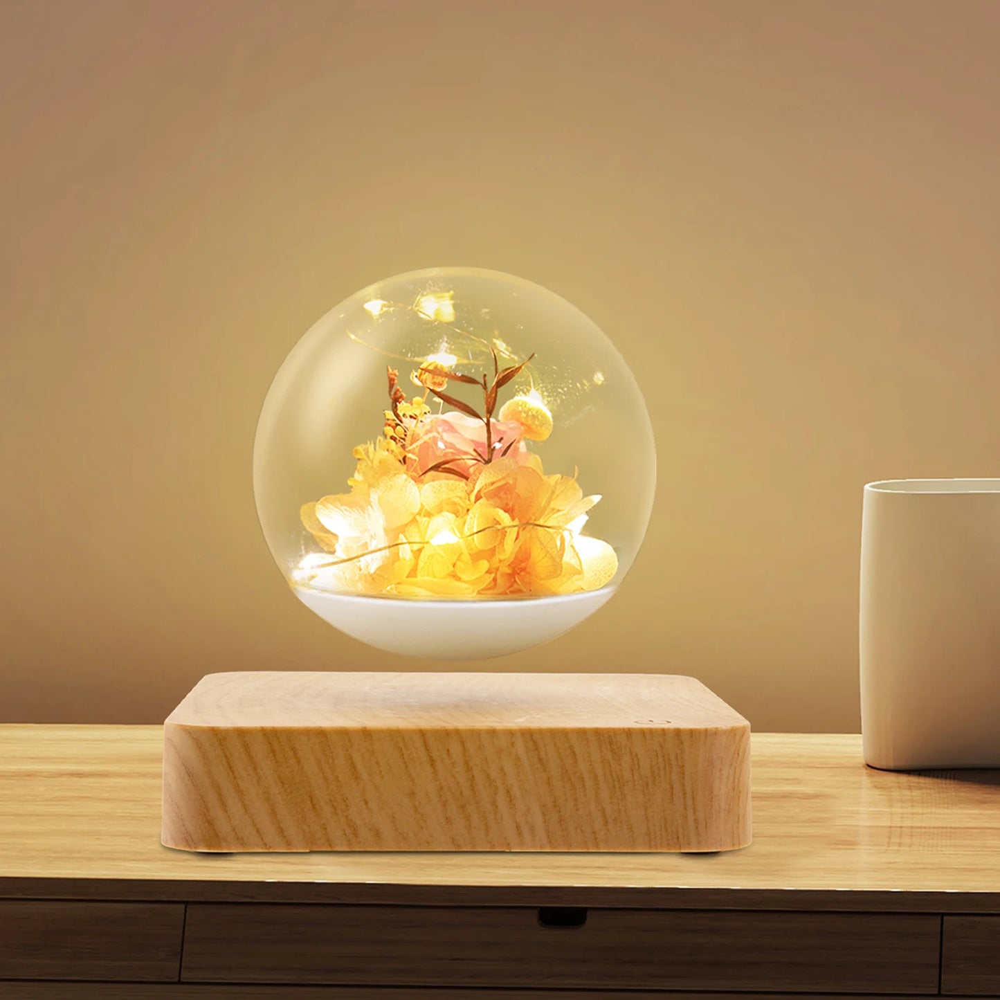 Bymaocar Magnetic Levitation Floating Flower Lamp Led Night Light
