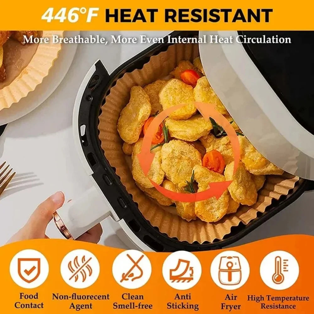 Disposable Air Fryer Paper Molds For Pastry And BBQ Nonstick Pad