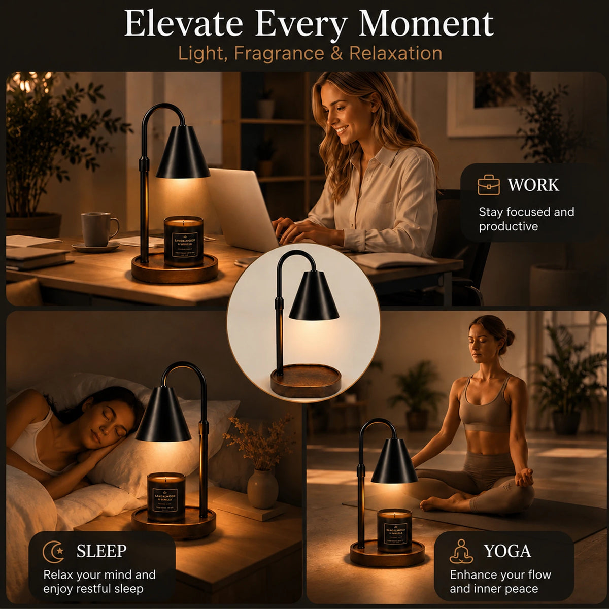 Dimmable Candle Warmer Lamp With Timer And Two GU10 Bulbs