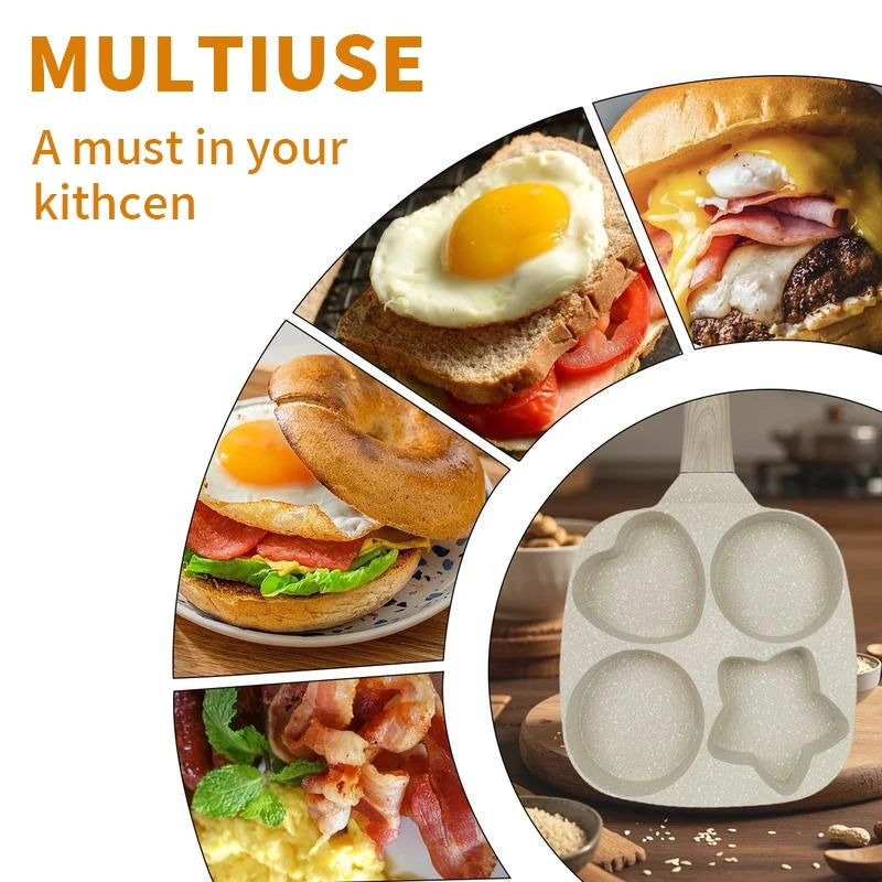 Thick Nonstick Four Hole Omelette Pan For Egg Breakfast
