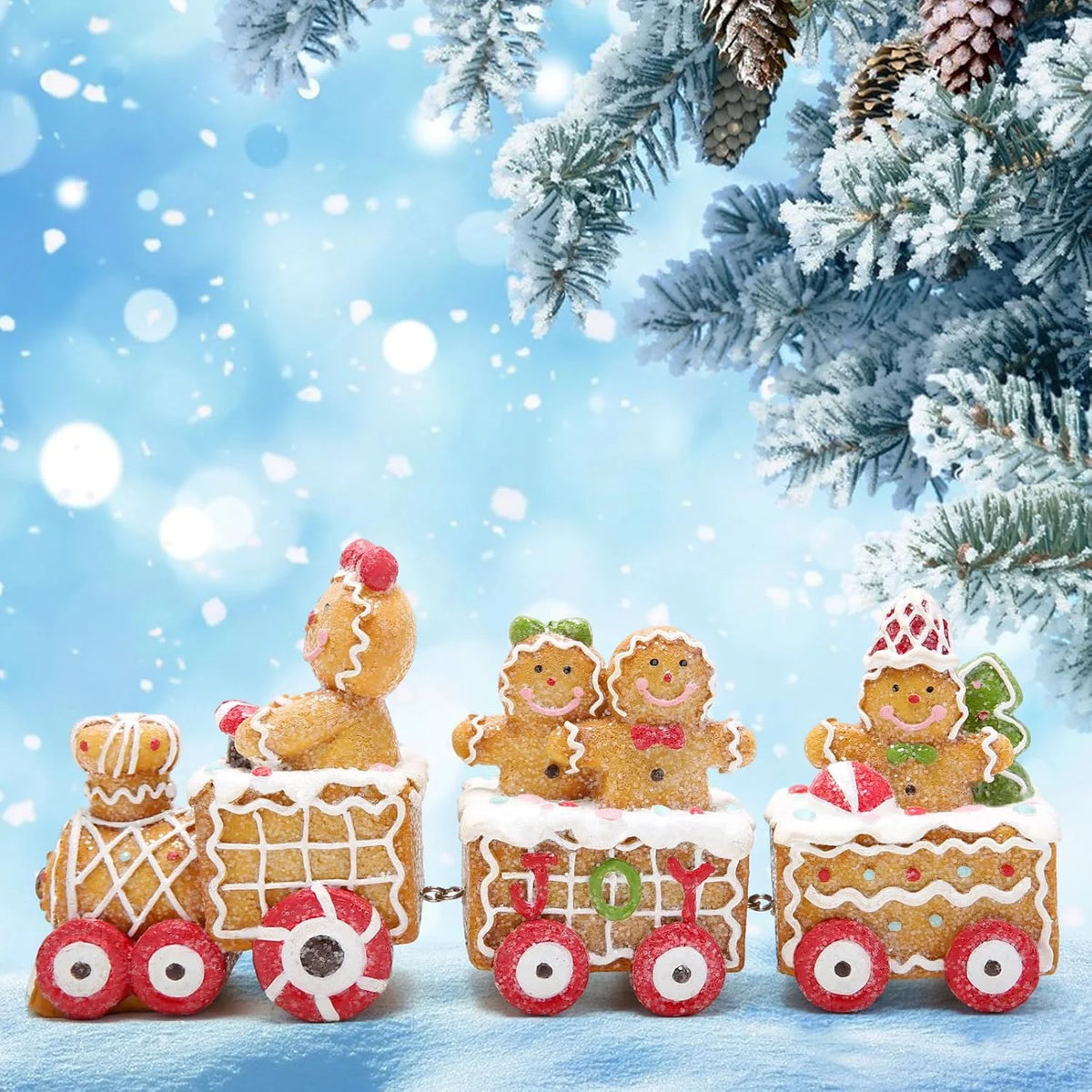 Hodao Resin Gingerbread Christmas Train Holiday Decoration