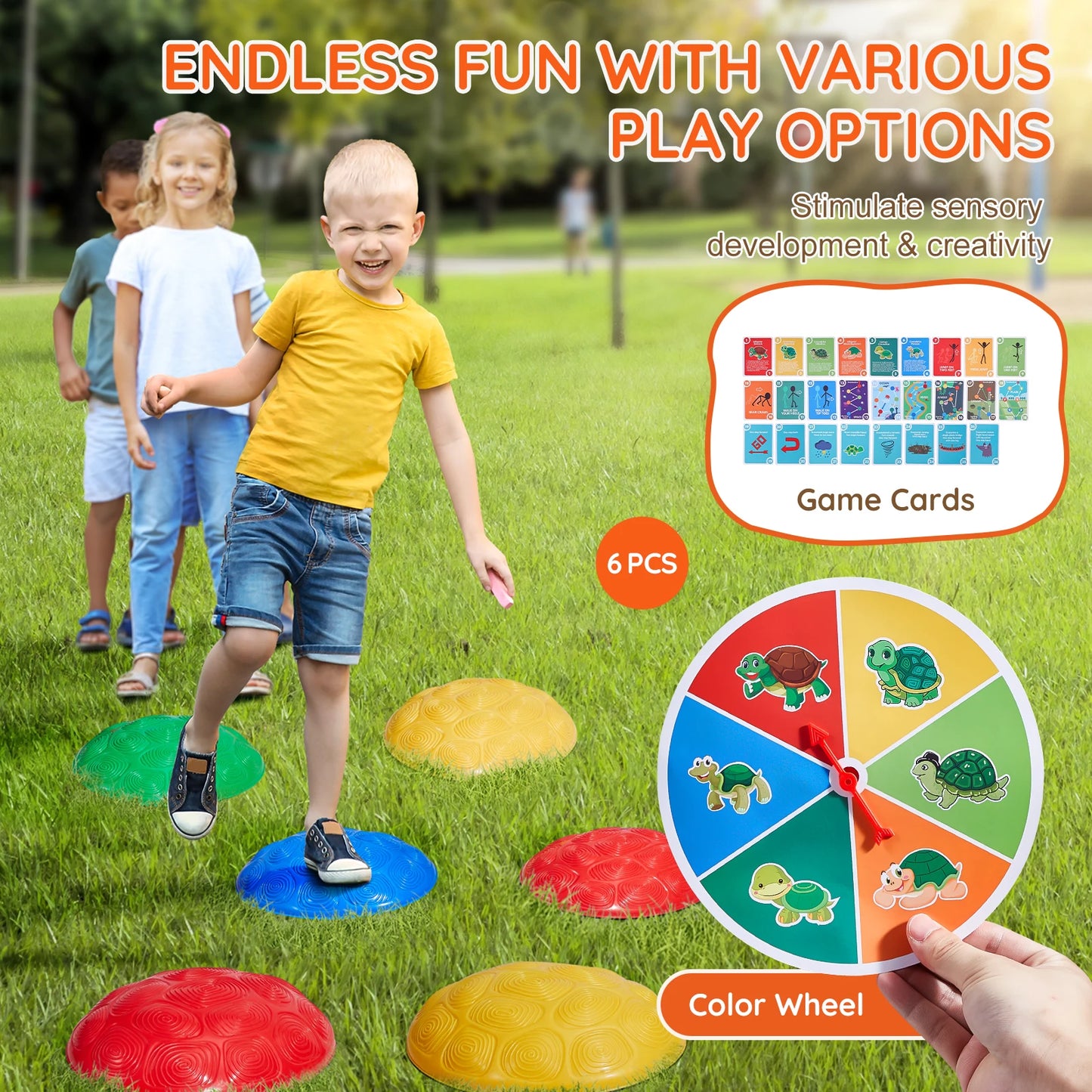 SucceBuy Turtle Balance Stepping Stones for Kids Outdoor Playset