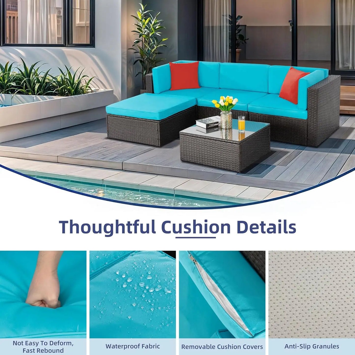 Outdoor All Weather PE Wicker Patio Sectional Sofa Set
