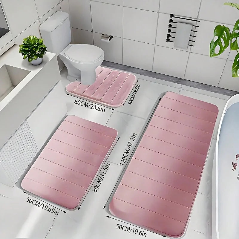 Memory Foam Bathroom Rug Set, Plush Absorbent Bath Mats