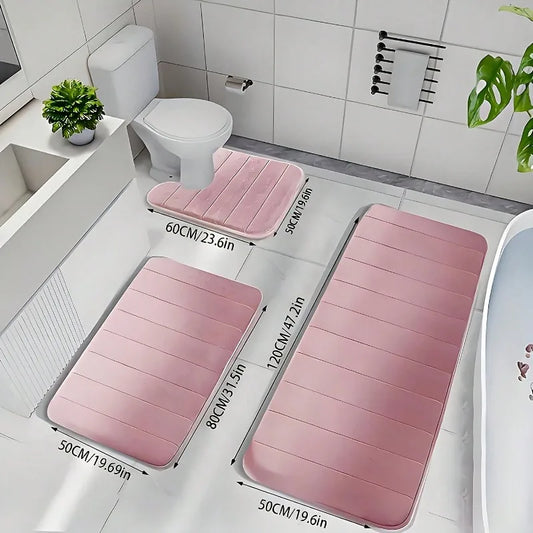 Memory Foam Bathroom Rug Set, Plush Absorbent Bath Mats