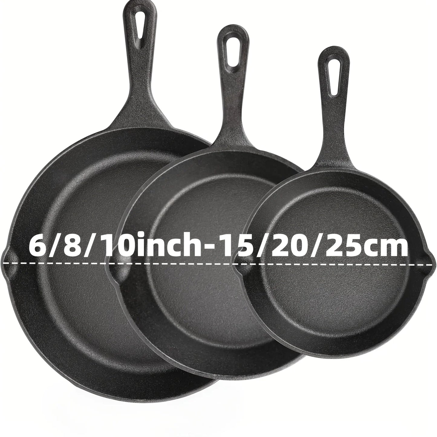 AEDG 3 Piece Cast Iron Skillet Set