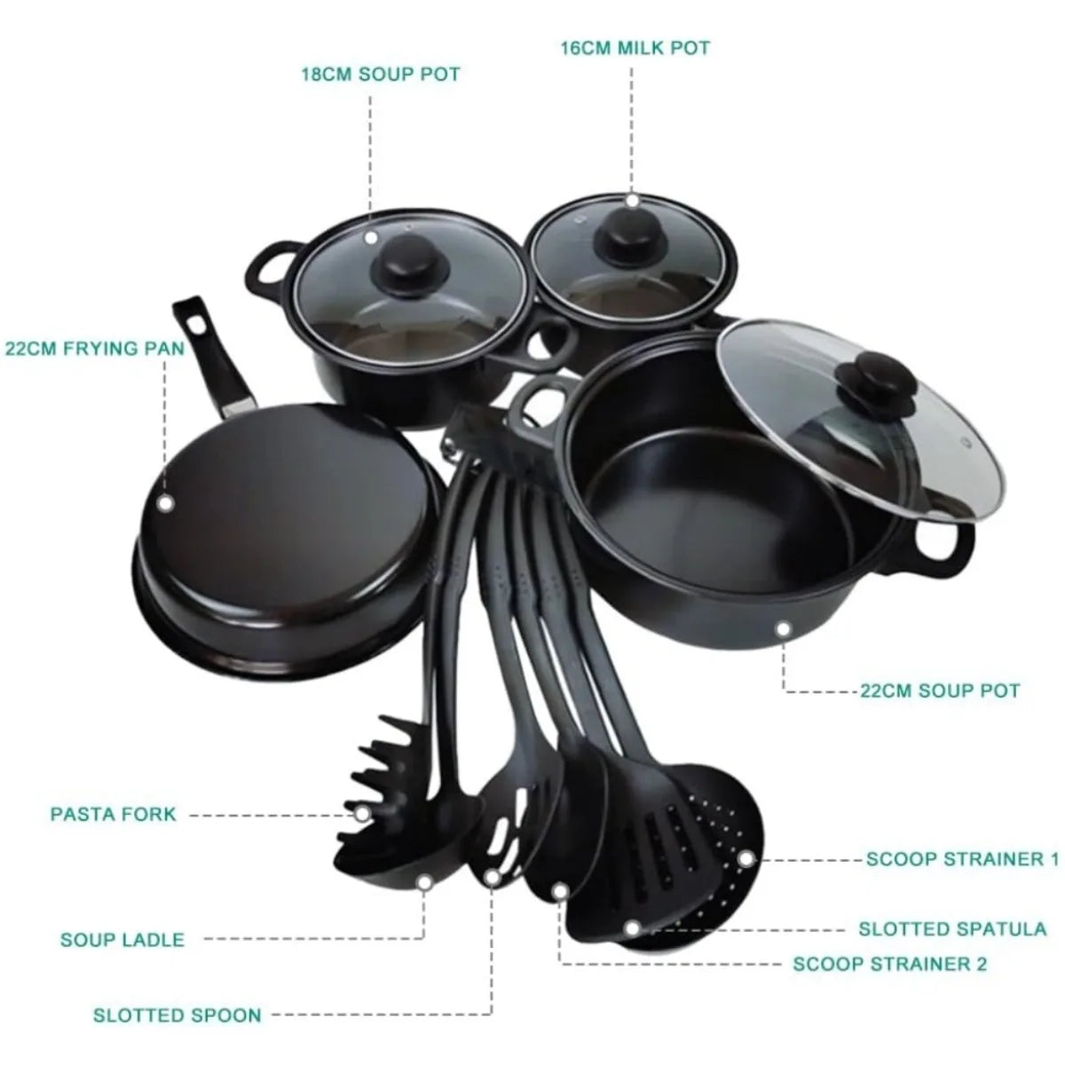 COBASPORT 13 Piece Nonstick Pots And Pans Set Induction Cookware