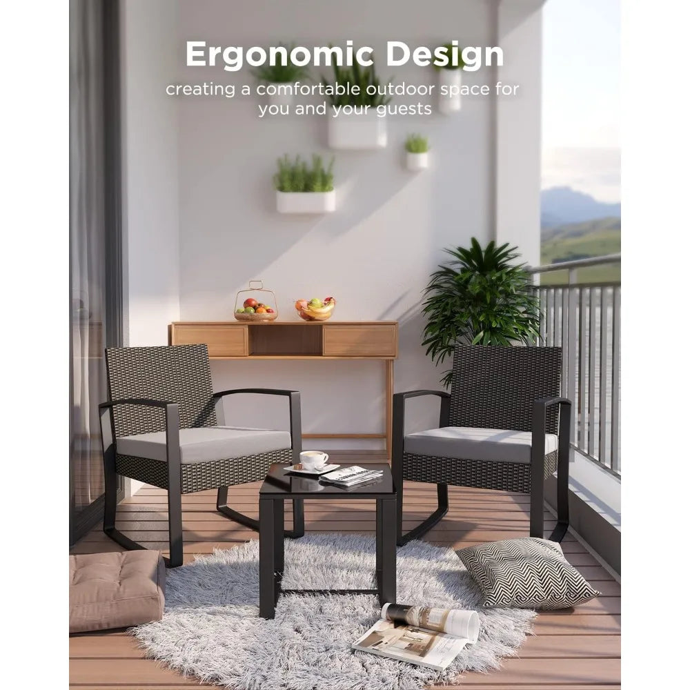 Rocking Bistro Patio Set With Coffee Table For Garden