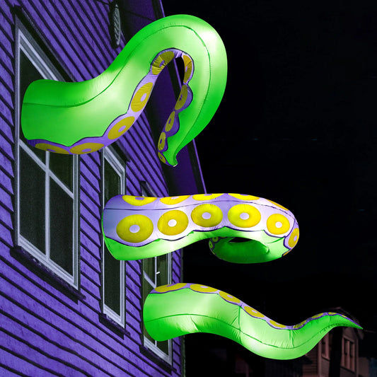 Joyfy Halloween Inflatable Octopus Tentacles With LED Window Decor