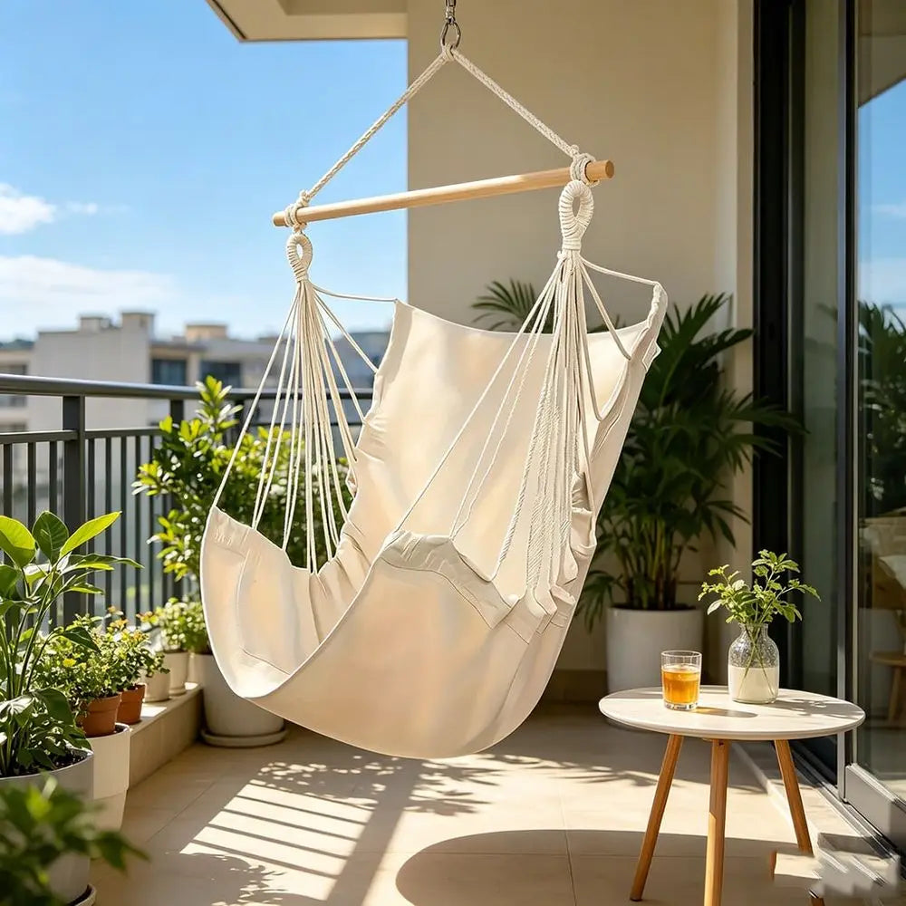 Outdoor Leisure Hammock Chair With Soft Breathable Cotton Fabric