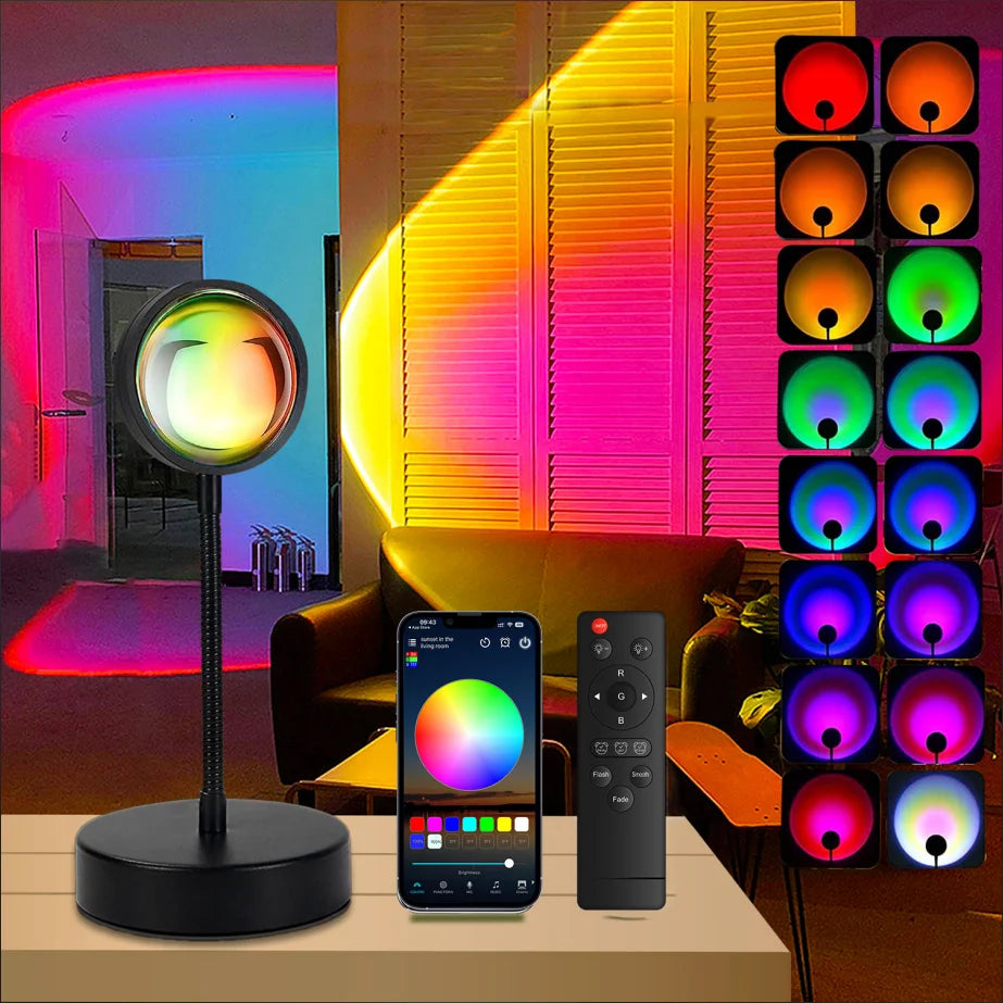 APP Sunset Lamp Projector LED Lights For Bedroom 16 Modes