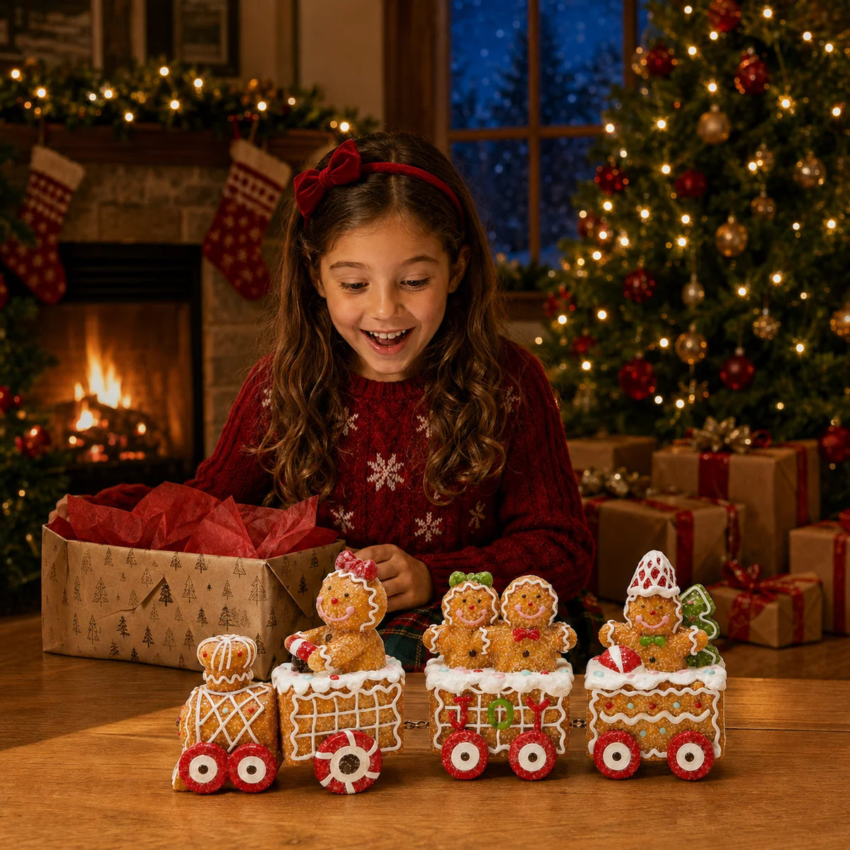 Hodao Resin Gingerbread Christmas Train Holiday Decoration
