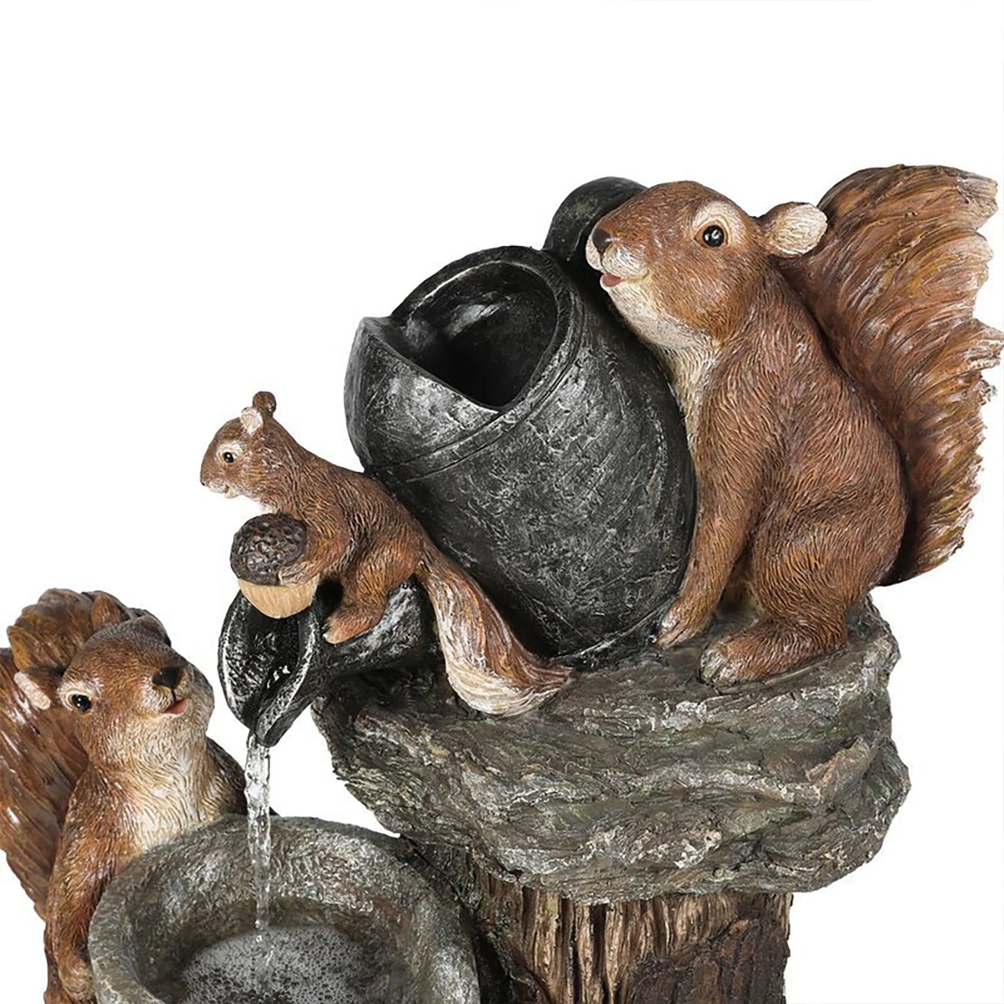 Alloet Duck Squirrel Fountain Ornament Water Feature Garden Decor Light