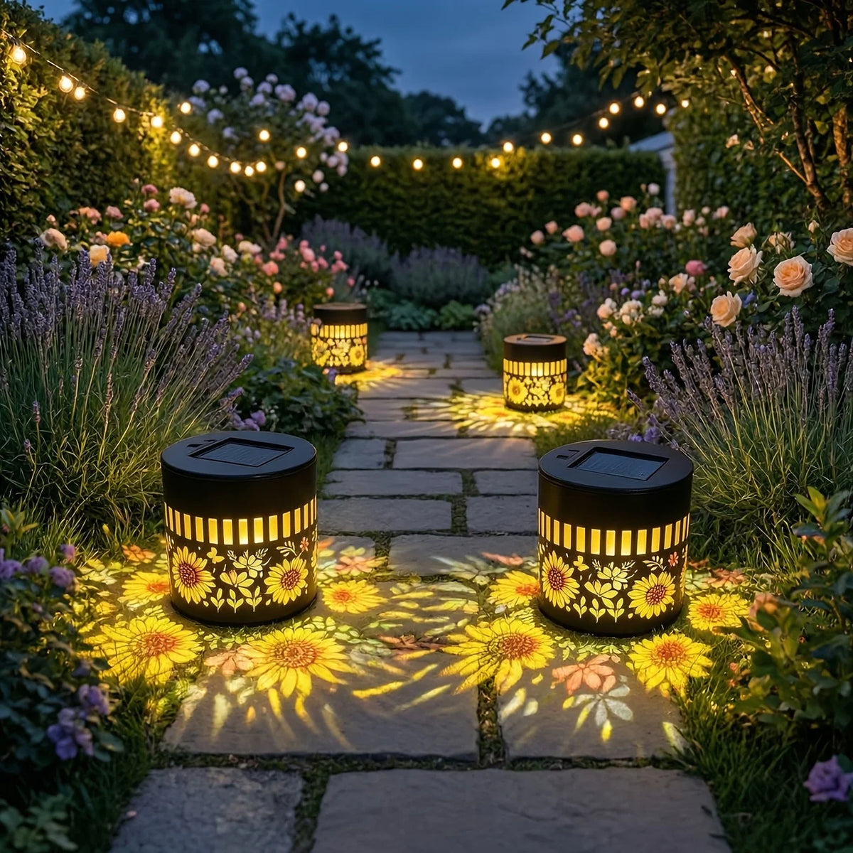 Solar Sunflower Fence Lights for Garden Decor