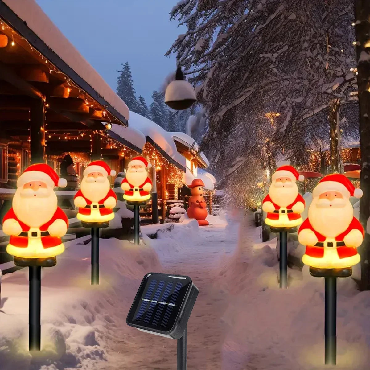 Solar Santa Claus Pathway Garden Stake Lights For Holiday Decor