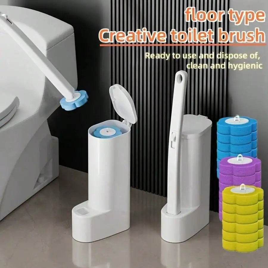 Toilet Brush With Wall Mount Holder Set Long Handle Flexible Cleaning Brush