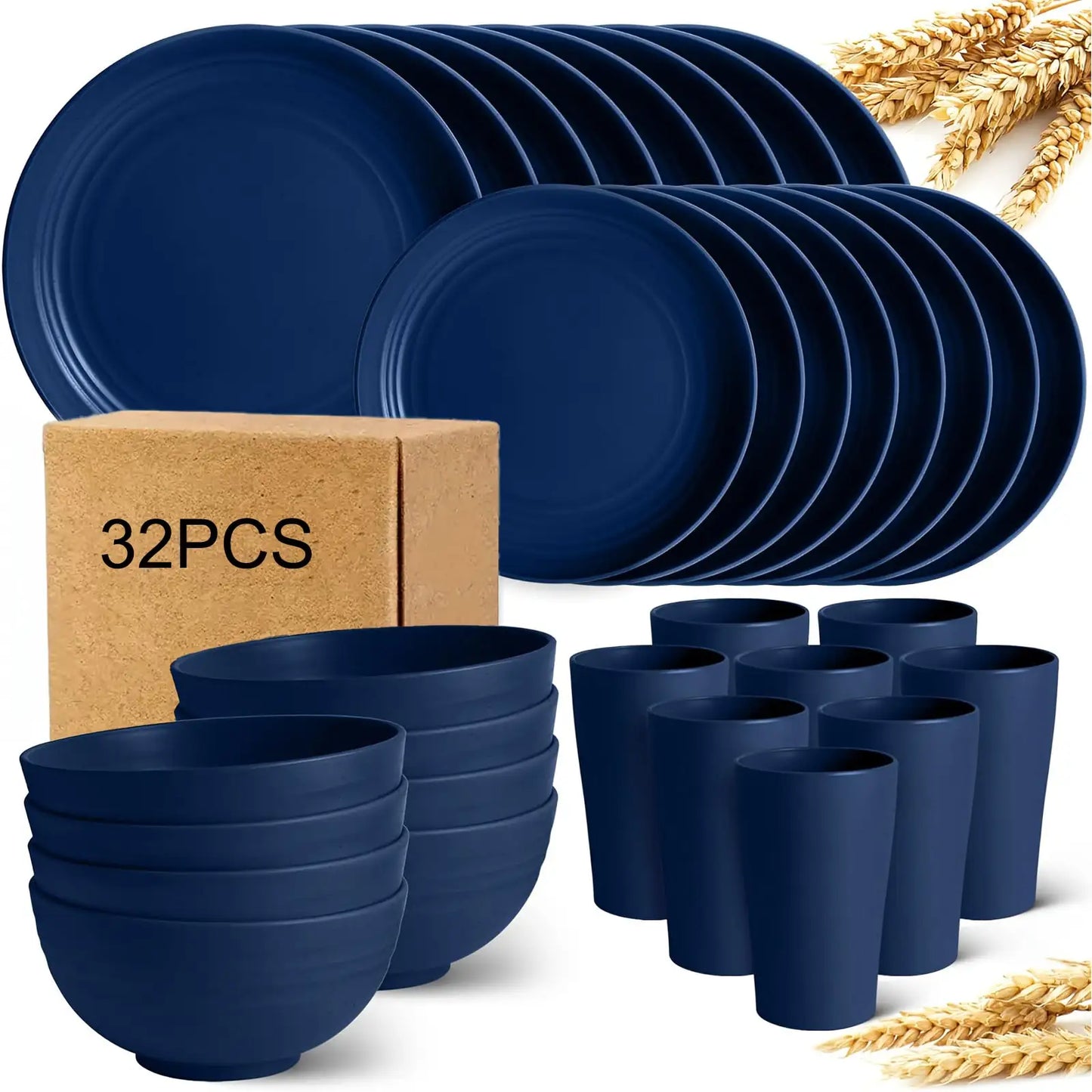 Wheat Straw Dinnerware Set ABS Durable Reusable Tableware Kit