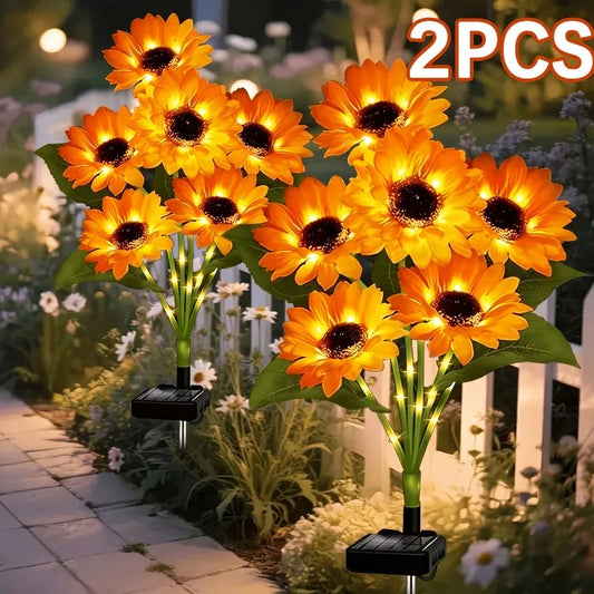 Solar Sunflower Garden Stake Lights for Yard Patio Lawn Decor