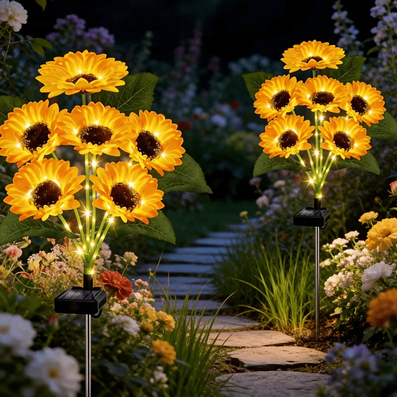 Solar Sunflower Garden Stake Lights for Yard Patio Lawn Decor