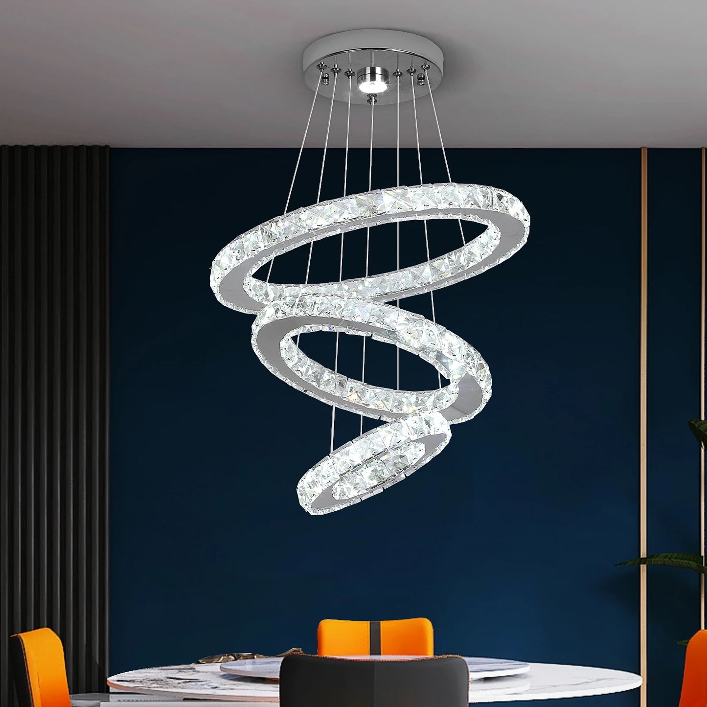 GreeLustr Led Crystal Pendant Chandelier Ring Light For Living Room
