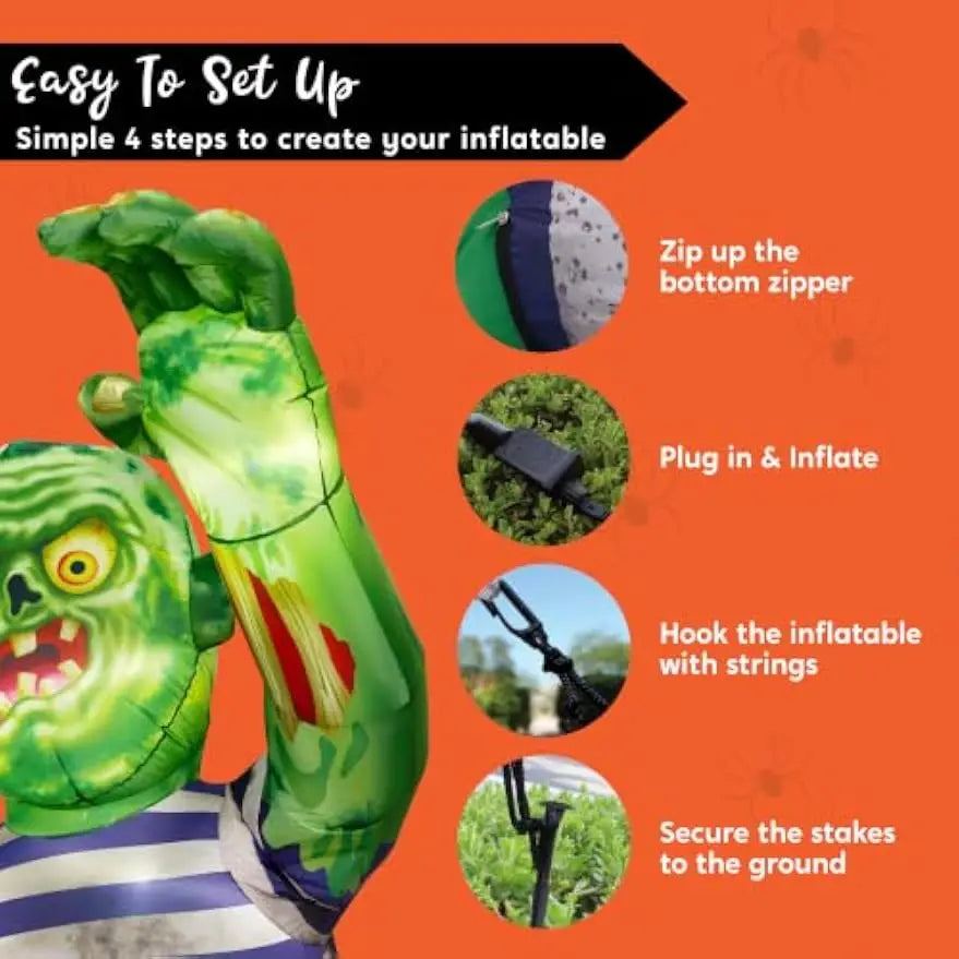 Joyfy Halloween Inflatable Zombie With LED Lights