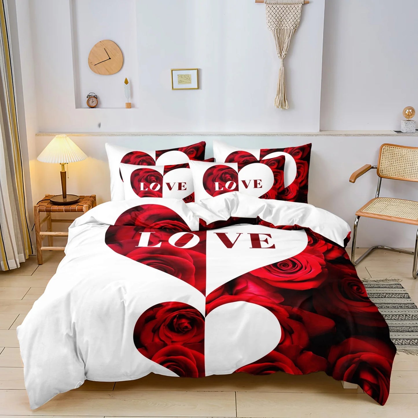 YHXSLYCN Three Piece Duvet Cover Set With Letter Print
