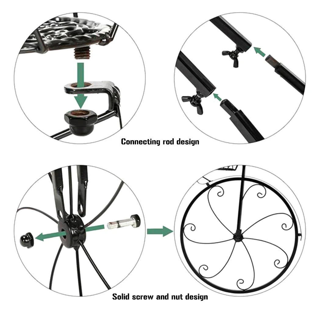 Three Tier Bicycle Plant Stand Wrought Iron Tricycle Planter