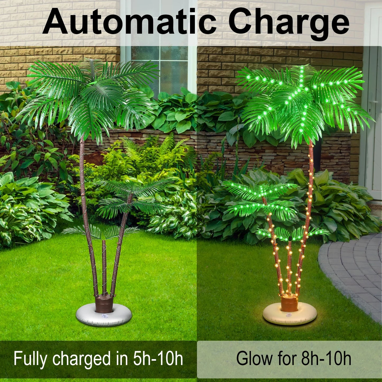 Solar Lighted Palm Tree Outdoor Christmas Decoration With 8 Modes