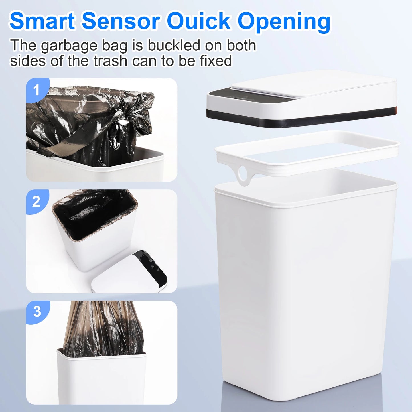 NONECN Touchless Motion Sensor Trash Cans With Lid 2 Pack