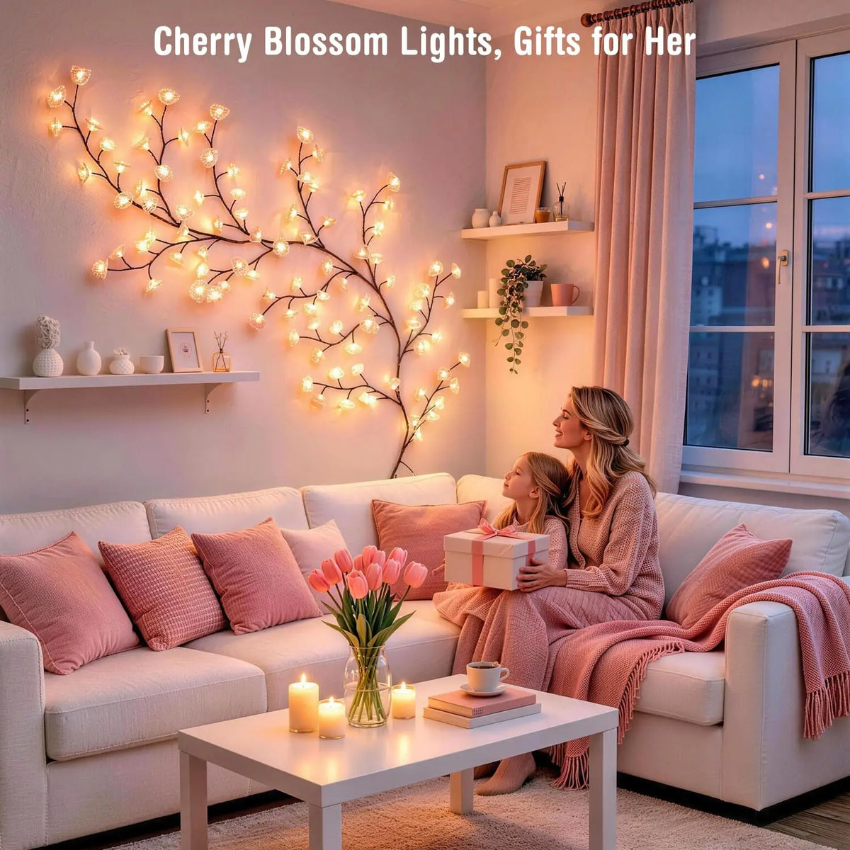Cherry Blossom Vine LED Lights With Remote For Room Decor