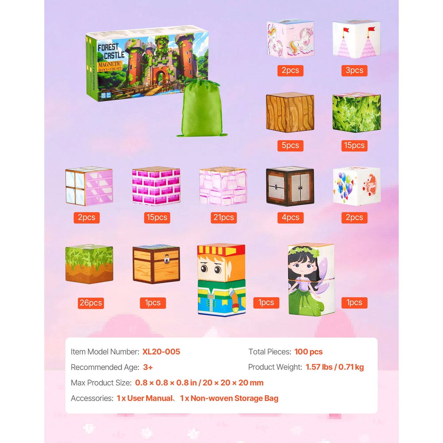 SucceBuy Magnetic Blocks Princess Castle Set for Kids