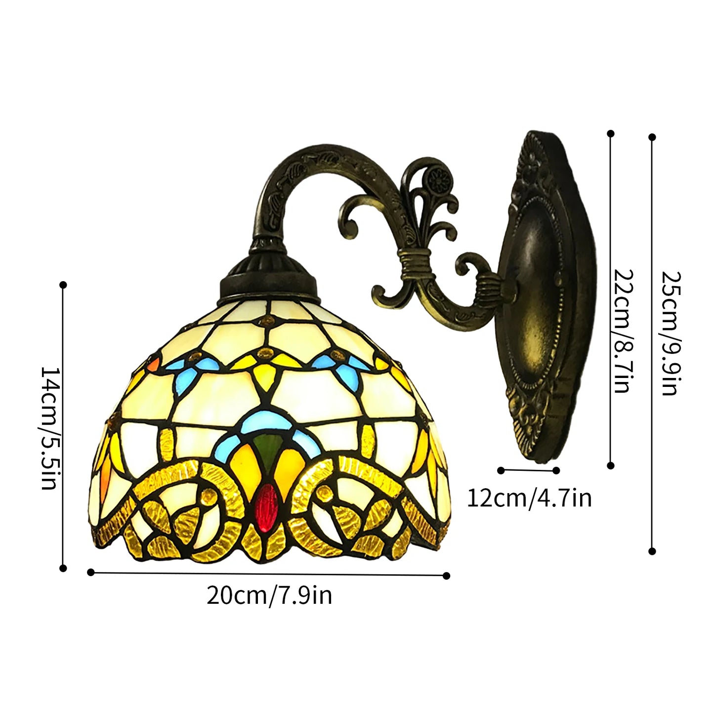 Tiffany Vintage Handmade Dome Wall Lamp for Living Room and Staircase