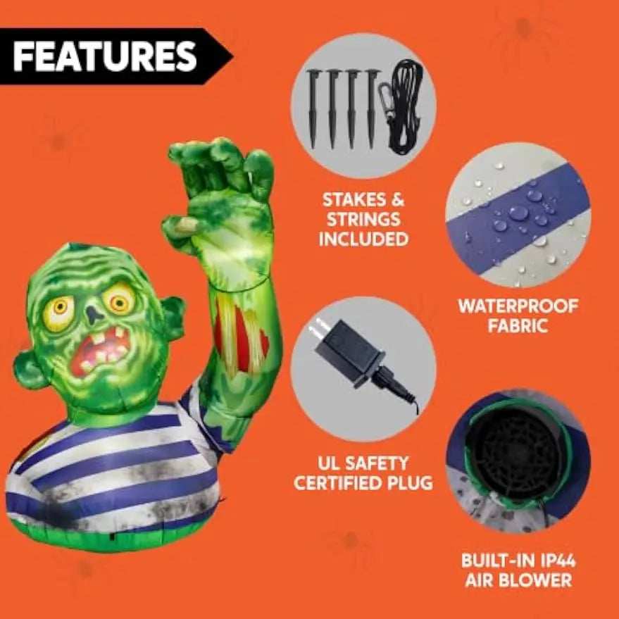 Joyfy Halloween Inflatable Zombie With LED Lights