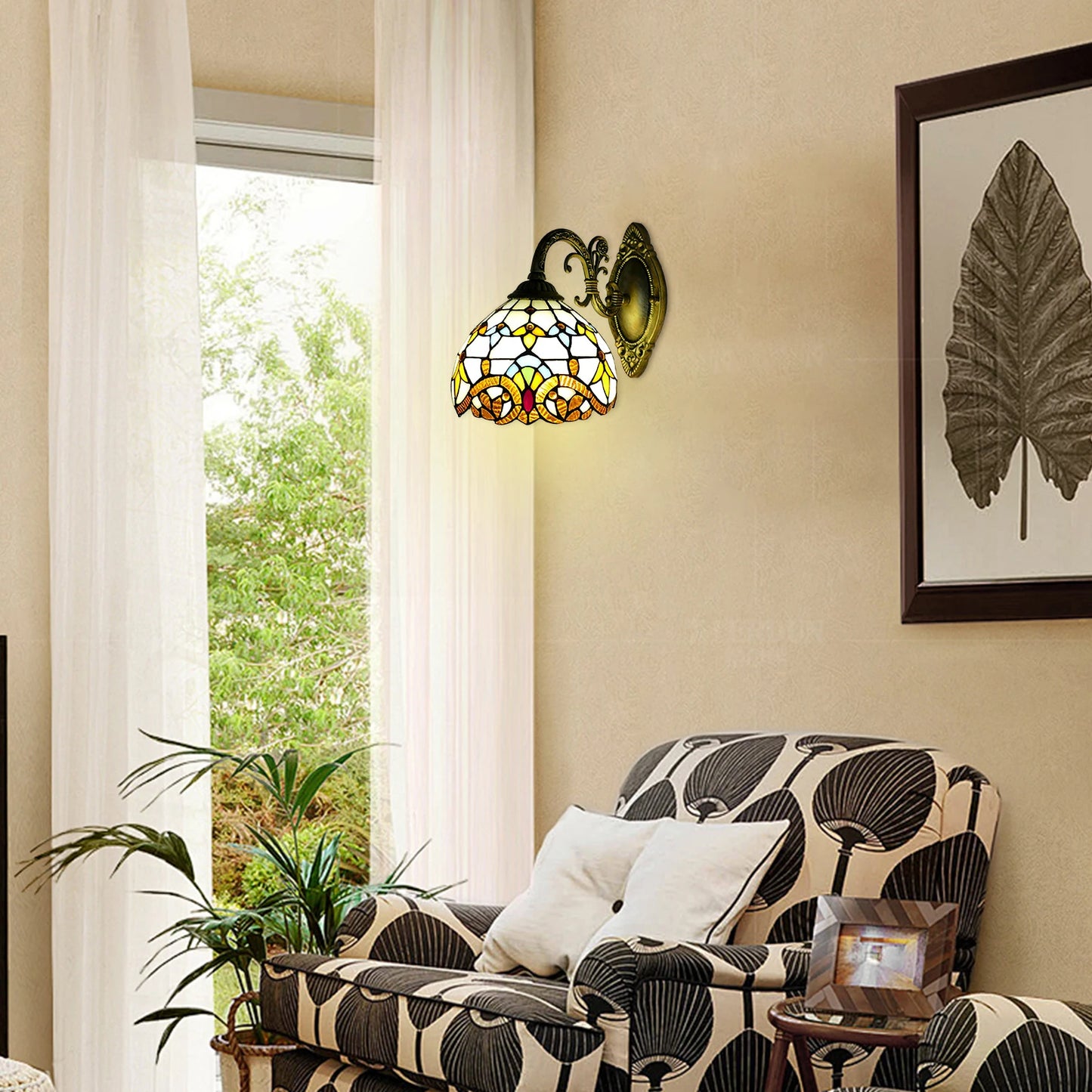 Tiffany Vintage Handmade Dome Wall Lamp for Living Room and Staircase