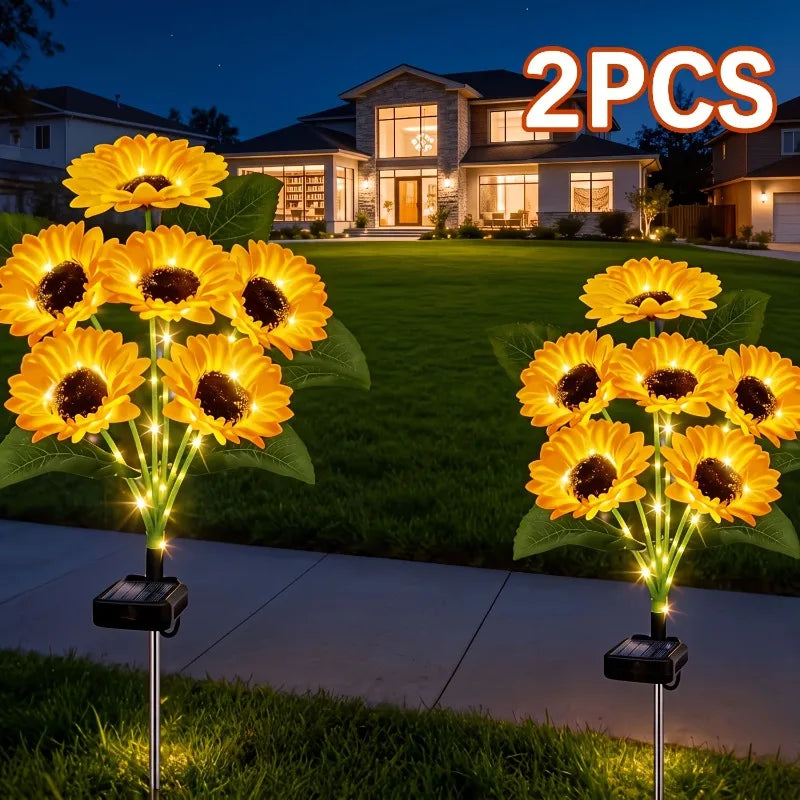 Solar Sunflower Garden Stake Lights for Yard Patio Lawn Decor