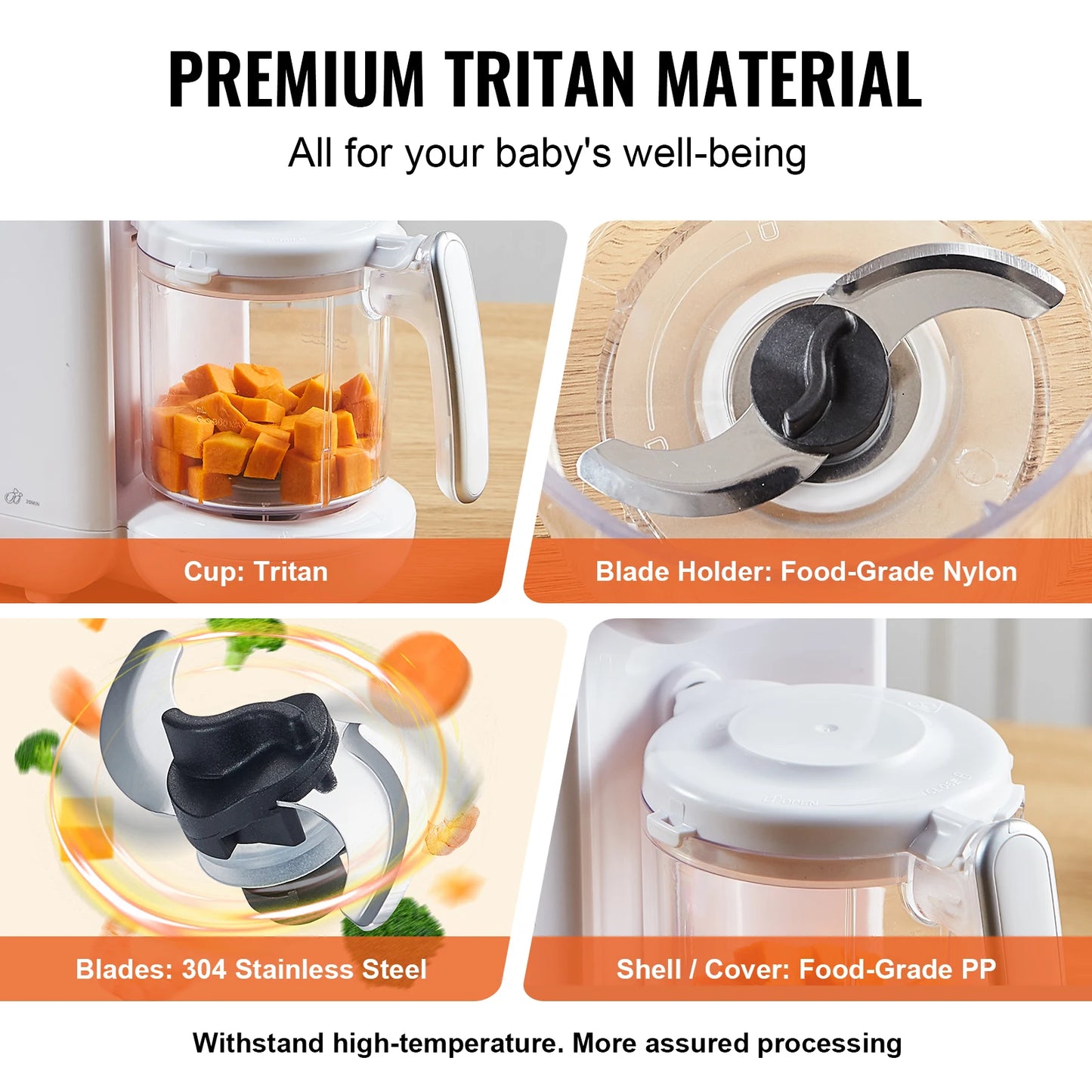 VEVOR Baby Food Maker 430W 750ml Tritan Bowl FiveInOne