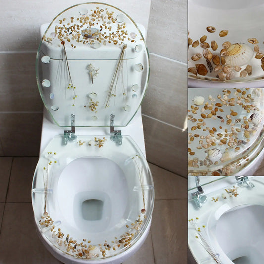 Aohuada Transparent Resin Toilet Seat Cover Slow Close Easy Clean U Type
