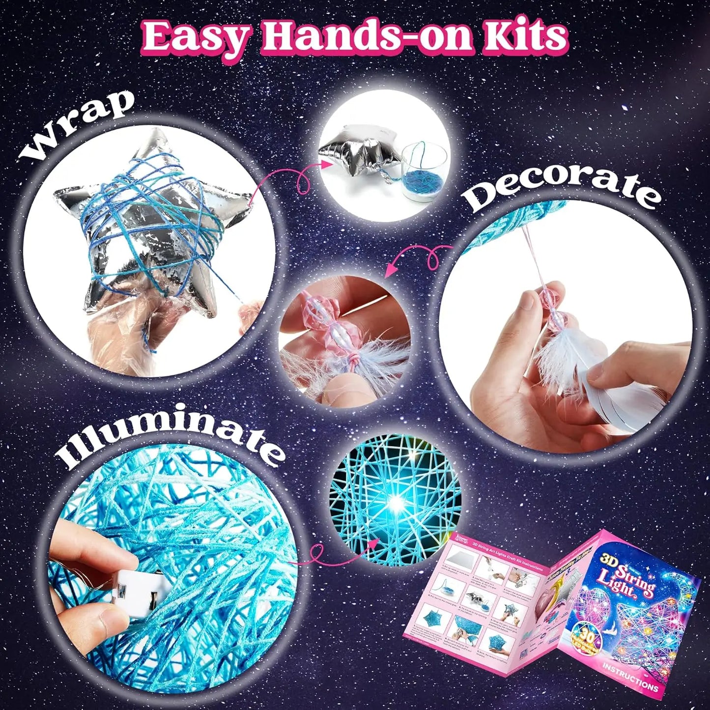 Joyfy 3D String Art Kit Light Up LED Balloons Craft Set